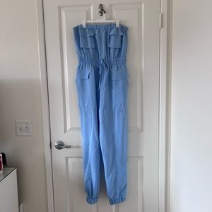 Baby Blue Strapless Jumpsuit 🦋